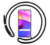 Tumundosmartphone Funda Colgante Transparente para Motorola Moto E40 con Cordon Negro
