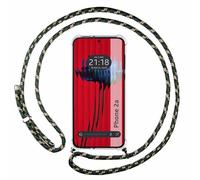 Tumundosmartphone Funda Colgante Transparente para Nothing Phone 2a 5G con Cordon Verde/Dorado