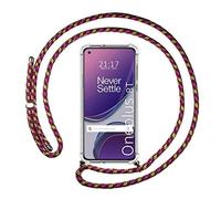 Tumundosmartphone Funda Colgante Transparente para OnePlus 8T 5G con Cordon Rosa/Dorado