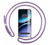 Tumundosmartphone Funda Colgante Transparente para Oneplus Nord 4 5G con Cordon Morado
