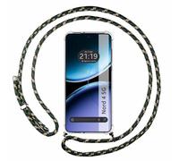 Tumundosmartphone Funda Colgante Transparente para Oneplus Nord 4 5G con Cordon Verde/Dorado