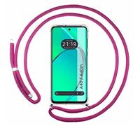 Tumundosmartphone Funda Colgante Transparente para OPPO A40 / A40m con Cordon Rosa Fucsia