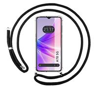 Tumundosmartphone Funda Colgante Transparente para OPPO A78 5G con Cordon Negro