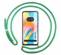 Tumundosmartphone Funda Colgante Transparente para OPPO A98 5G con Cordon Verde Agua
