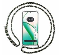 Tumundosmartphone Funda Colgante Transparente para Realme 12 5G / 12x 5G con Cordon Verde/Dorado