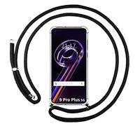 Tumundosmartphone Funda Colgante Transparente para Realme 9 Pro Plus 5G con Cordon Negro