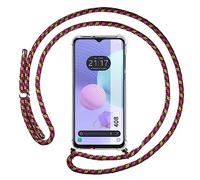 Tumundosmartphone Funda Colgante Transparente para TCL 408 con Cordon Rosa/Dorado