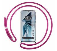 Tumundosmartphone Funda Colgante Transparente para Vivo V40 5G con Cordon Rosa Fucsia