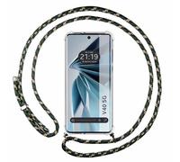 Tumundosmartphone Funda Colgante Transparente para Vivo V40 5G con Cordon Verde/Dorado