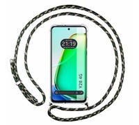 Tumundosmartphone Funda Colgante Transparente para Vivo Y28 4G con Cordon Verde/Dorado