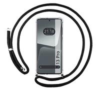 Tumundosmartphone Funda Colgante Transparente para Xiaomi 13 Pro 5G con Cordon Negro