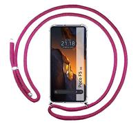 Tumundosmartphone Funda Colgante Transparente para Xiaomi Poco F5 5G con Cordon Rosa Fucsia