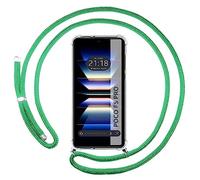 Tumundosmartphone Funda Colgante Transparente para Xiaomi Poco F5 Pro 5G con Cordon Verde Agua