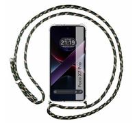 Tumundosmartphone Funda Colgante Transparente para Xiaomi Poco X7 Pro 5G con Cordon Verde/Dorado
