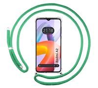 Tumundosmartphone Funda Colgante Transparente para Xiaomi Redmi A2 con Cordon Verde Agua