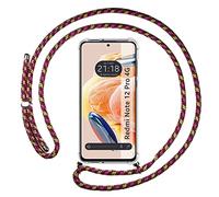 Tumundosmartphone Funda Colgante Transparente para Xiaomi Redmi Note 12 Pro 4G con Cordon Rosa/Dorado