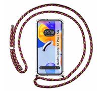 Tumundosmartphone Funda Colgante Transparente para Xiaomi Redmi Note 12 Pro+ Plus 5G con Cordon Rosa/Dorado