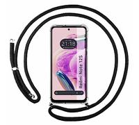 Tumundosmartphone Funda Colgante Transparente para Xiaomi Redmi Note 12S con Cordon Negro