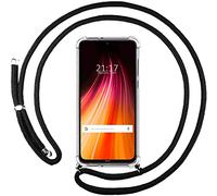 Tumundosmartphone Funda Colgante Transparente para Xiaomi Redmi Note 8T con Cordon Negro