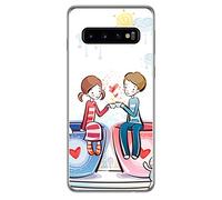 Tumundosmartphone Funda de Gel TPU para Samsung Galaxy S10 Plus diseño Café Dibujos