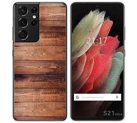 Tumundosmartphone Funda Gel TPU para Samsung Galaxy S21 Ultra 5G diseño Madera 02 Dibujos