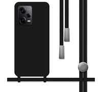 Tumundosmartphone Funda Silicona Líquida con Cordón para Xiaomi Redmi Note 12 Pro 5G Color Negra