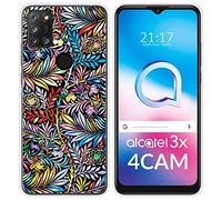 Tumundosmartphone Funda Silicona Transparente para Alcatel 3X 4CAM diseño Flores 04 Dibujos