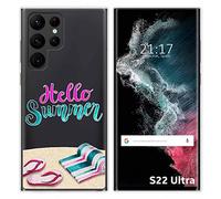 Tumundosmartphone Funda Silicona Transparente para Samsung Galaxy S22 Ultra 5G diseño Summer Dibujos