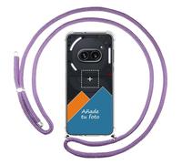 Tumundosmartphone Personaliza tu Funda Colgante Transparente para Nothing Phone 2a 5G con Cordon Morado Dibujo Personalizada