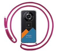 Tumundosmartphone Personaliza tu Funda Colgante Transparente para Realme 11 Pro / 11 Pro+ Plus con Cordon Rosa Fucsia Dibujo Personalizada