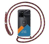 Tumundosmartphone Personaliza tu Funda Colgante Transparente para Realme Narzo 50A Prime con Cordon Rosa/Dorado Dibujo Personalizada