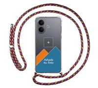 Tumundosmartphone Personaliza tu Funda Colgante Transparente para Vivo V60 Lite 5G con Cordon Rosa/Dorado Dibujo Personalizada