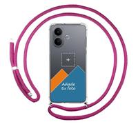 Tumundosmartphone Personaliza tu Funda Colgante Transparente para Vivo V60 Lite 5G con Cordon Rosa Fucsia Dibujo Personalizada