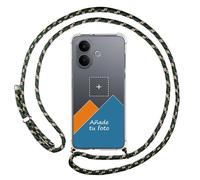 Tumundosmartphone Personaliza tu Funda Colgante Transparente para Vivo V60 Lite 5G con Cordon Verde/Dorado Dibujo Personalizada