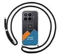 Tumundosmartphone Personaliza tu Funda Colgante Transparente para Xiaomi 17T Pro 5G con Cordon Negro Dibujo Personalizada