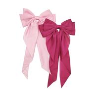 Tunbao Lazos grandes para el cabello, 2 lazos de satén para el cabello para mujeres y niñas, cintas grandes para el cabello de gran tamaño, cola extra larga, lazo rosa para el cabello, lazo rojo rosa,
