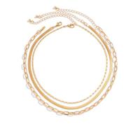 Tunbuy Collar de cadena para el cuello con forma de corazón multicapa con diamantes de hueso de serpiente para mujer, 1, Metal, No es una piedra preciosa