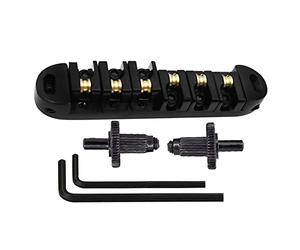 Tune O Matic Bridge - Sillín de guitarra con llave Allen y tachuelas para reemplazo LP con tachuelas Allen y sillín negro, dorado y plateado