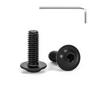 Tunejoy 20 Piezas Tornillos de Cabeza Alomada con Brida M4 x 12 mm Negro Tornillo de Cabeza Hexagonal de Acero Inoxidable A2 V2A Tornillos Máquina con llave Allen Rosca Completa