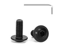 Tunejoy 20 Piezas Tornillos de Cabeza Alomada con Brida M5 x 12 mm Negro Tornillo de Cabeza Hexagonal de Acero Inoxidable A2 V2A Tornillos Máquina con llave Allen Rosca Completa