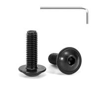 Tunejoy 20 Piezas Tornillos de Cabeza Alomada con Brida M5 x 16 mm Negro Tornillo de Cabeza Hexagonal de Acero Inoxidable A2 V2A Tornillos Máquina con llave Allen Rosca Completa