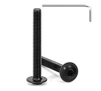 Tunejoy 20 Piezas Tornillos de Cabeza Alomada con Brida M5 x 40 mm Negro Tornillo de Cabeza Hexagonal de Acero Inoxidable A2 V2A Tornillos Máquina con llave Allen Rosca Completa