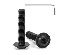 Tunejoy 20 Piezas Tornillos de Cabeza Alomada con Brida M6 x 30 mm Negro Tornillo de Cabeza Hexagonal de Acero Inoxidable A2 V2A Tornillos Máquina con llave Allen Rosca Completa