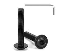 Tunejoy 20 Piezas Tornillos de Cabeza Alomada con Brida M6 x 35 mm Negro Tornillo de Cabeza Hexagonal de Acero Inoxidable A2 V2A Tornillos Máquina con llave Allen Rosca Completa