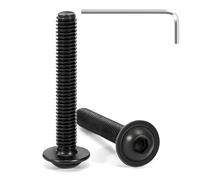 Tunejoy 20 Piezas Tornillos de Cabeza Alomada con Brida M6 x 40 mm Negro Tornillo de Cabeza Hexagonal de Acero Inoxidable A2 V2A Tornillos Máquina con llave Allen Rosca Completa