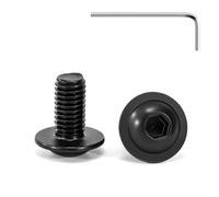 Tunejoy 20 Piezas Tornillos de Cabeza Alomada con Brida M8 x 16 mm Negro Tornillo de Cabeza Hexagonal de Acero Inoxidable A2 V2A Tornillos Máquina con llave Allen Rosca Completa