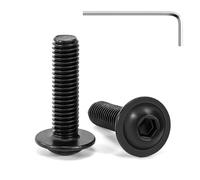 Tunejoy 20 Piezas Tornillos de Cabeza Alomada con Brida M8 x 30 mm Negro Tornillo de Cabeza Hexagonal de Acero Inoxidable A2 V2A Tornillos Máquina con llave Allen Rosca Completa