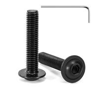 Tunejoy 20 Piezas Tornillos de Cabeza Alomada con Brida M8 x 40 mm Negro Tornillo de Cabeza Hexagonal de Acero Inoxidable A2 V2A Tornillos Máquina con llave Allen Rosca Completa