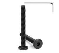 Tunejoy 20 Piezas Tornillos de Cabeza Plana M4 x 35 mm Negro Tornillo de Cabeza Hexagonal de Acero Inoxidable A2 V2A Perno de Muebles con llave Allen Rosca Completa