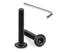 Tunejoy 20 Piezas Tornillos de Cabeza Plana Torx M4 x 25 mm Negro Tornillo de Cabeza Hexagonal de Acero Inoxidable A2 V2A Perno de Muebles con T20 llave Rosca Completa